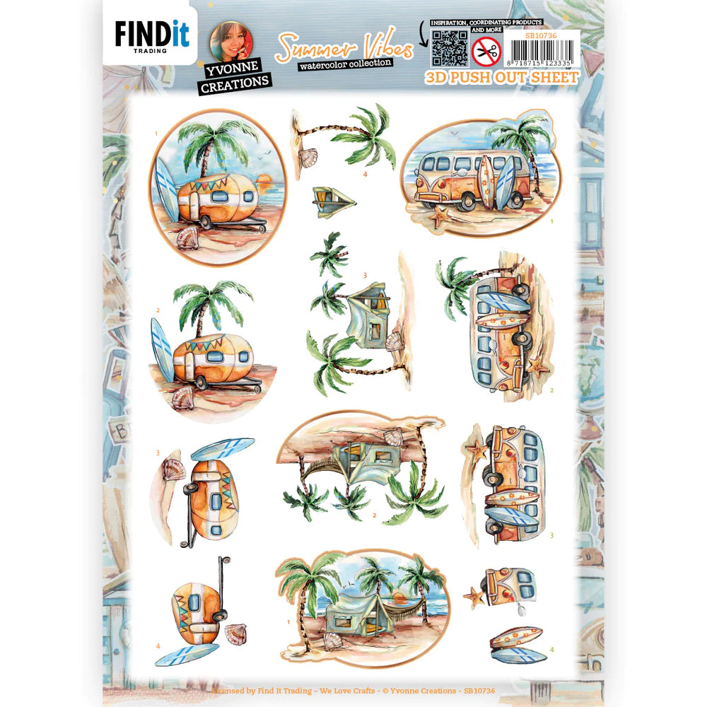 3D Diecut sheet - Yvonne Creations / Summer Vibes / Camping