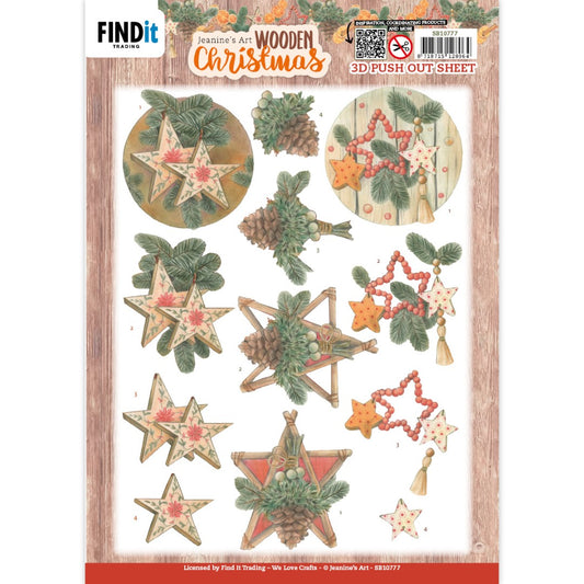 3D Diecut Sheet - Jeanine's Art / Wooden Christmas / Wooden Star