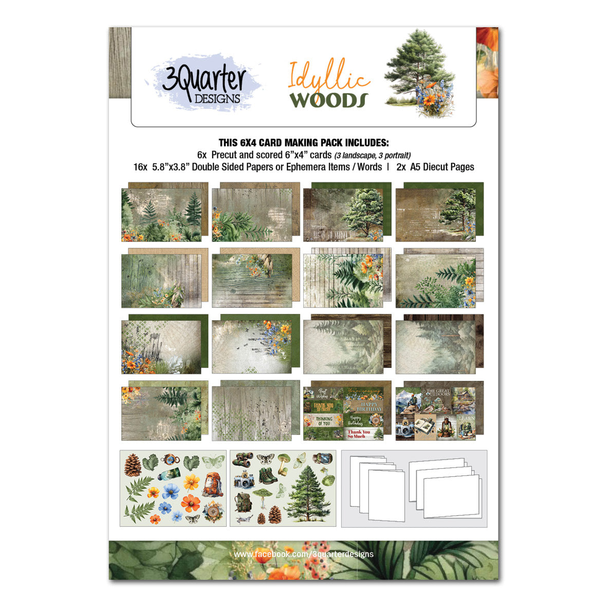 6x4 card pack, idyllic woods collection