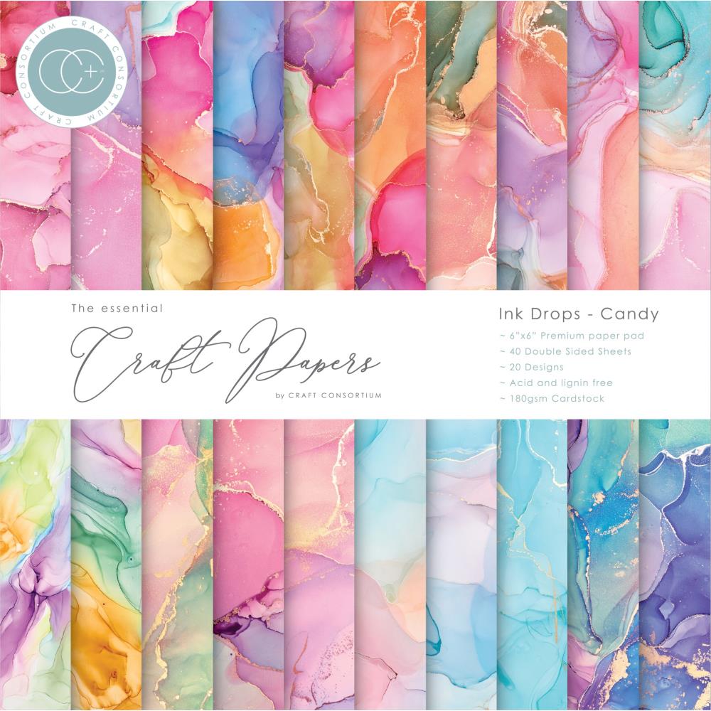 Craft Consortium 6 x 6 Paper Pad / Ink Drops - Candy