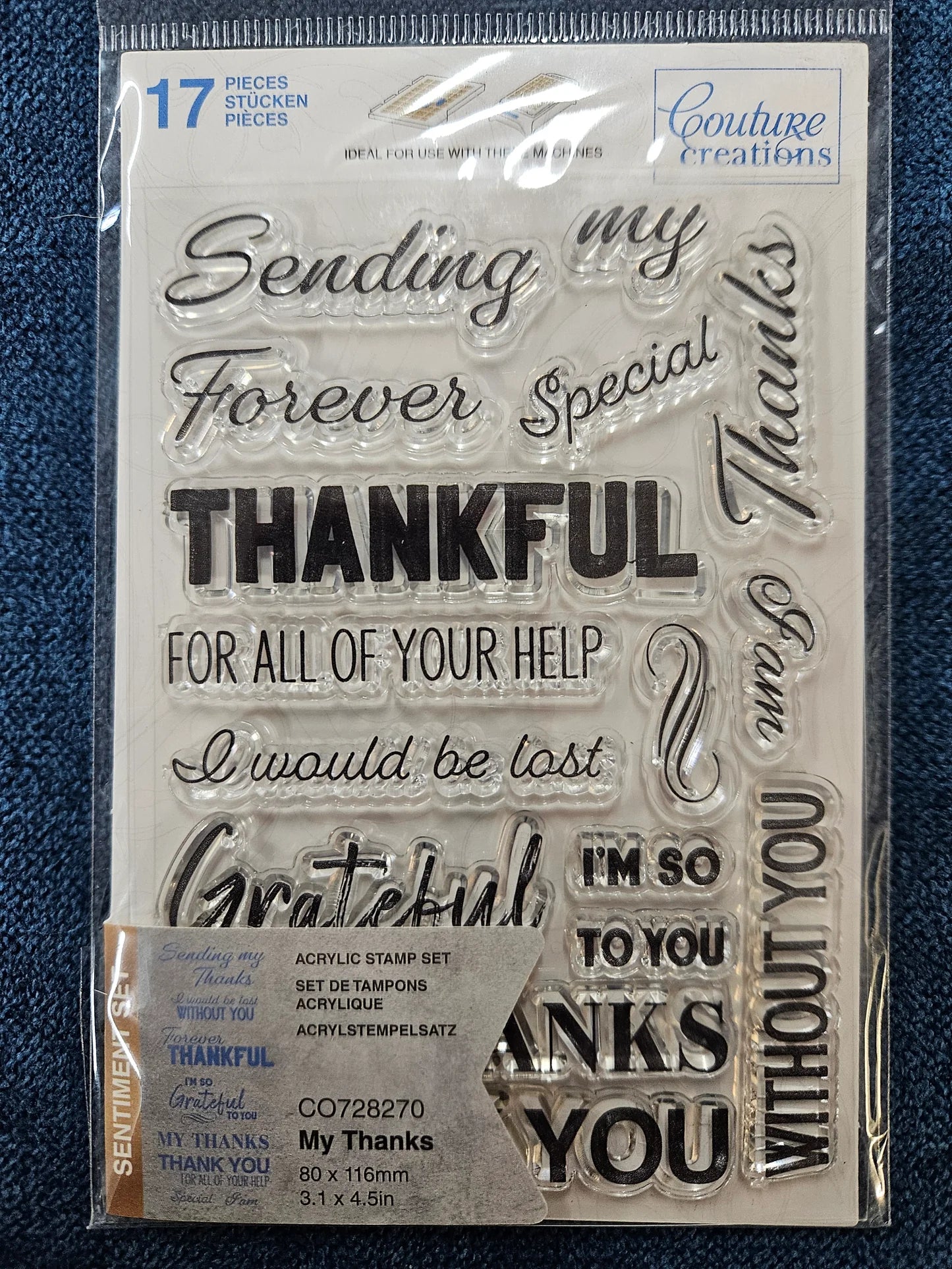 my thanks, 17piece stamp set, sentiments