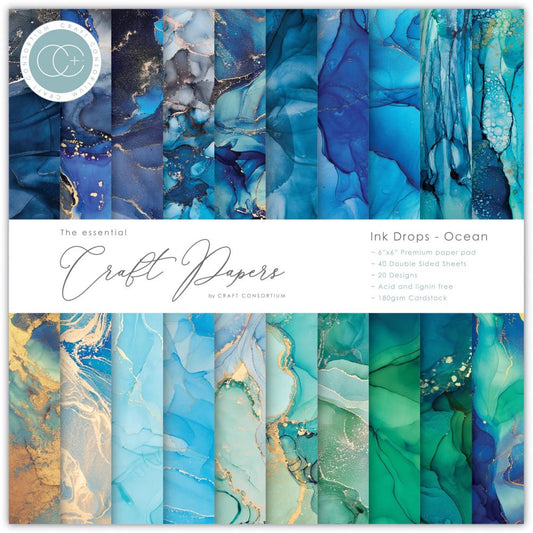 Craft Consortium 6 x 6 Paper Pad / Ink Drops - Ocean