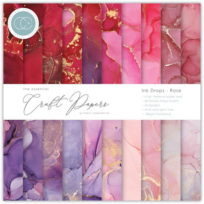 Craft Consortium 6 x 6 Paper Pad / Ink Drops - Rose