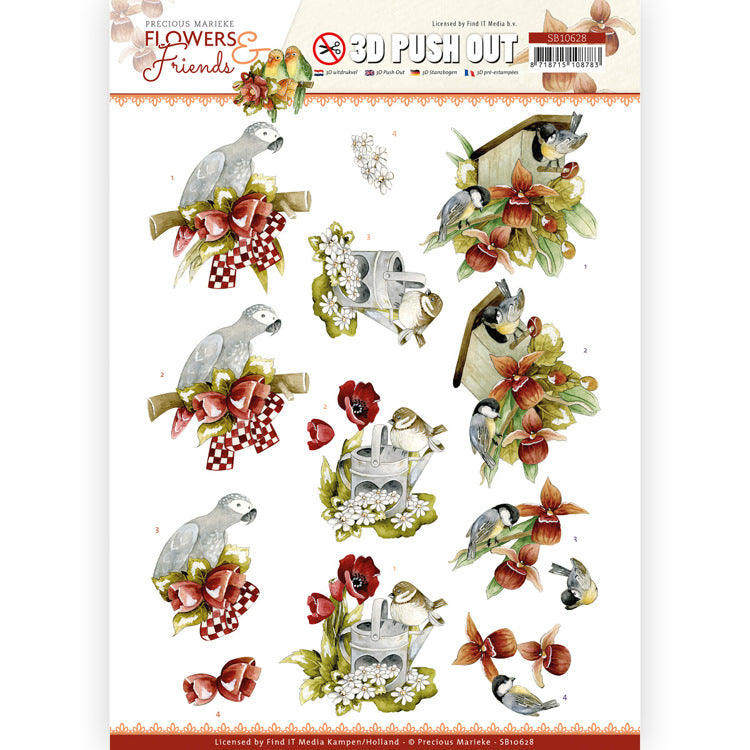 3D Diecut Sheet - Precious Marieke / Flowers & Friends / Red Flowers