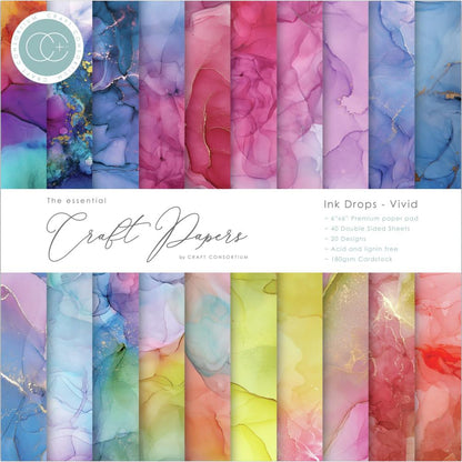 Craft Consortium 6 x 6 Paper Pad / Ink Drops - Vivid