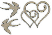 Chipboard / Hearts & Swallows