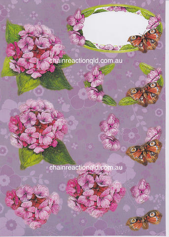 Easy 3D - Hydrangea & Butterfly Frame #047