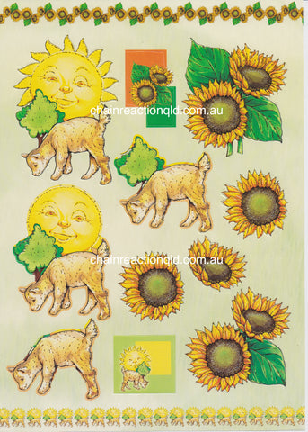 Easy 3D - Baby Goat & Sunflowers #054