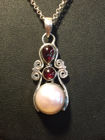 pearl and amethyst pendant $82.95 Sterling Silver