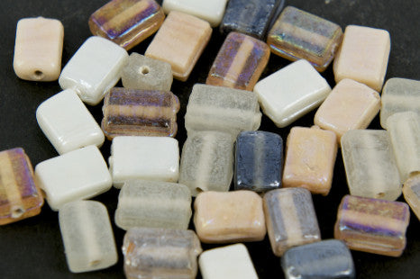 Glass Beads Tiles, Neutrals, 25gm pack