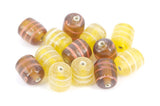 Glass Beads, fancy, swirl tube, Red/Yellow 25gm