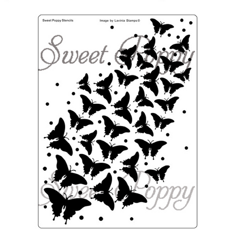 Sweet Poppy Stencil / Butterfly Swirl Back Plate
