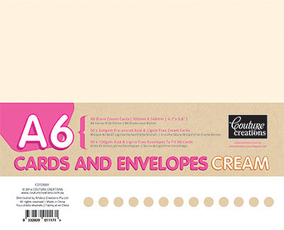 A6 Card and envelope pack, cream, 50pack