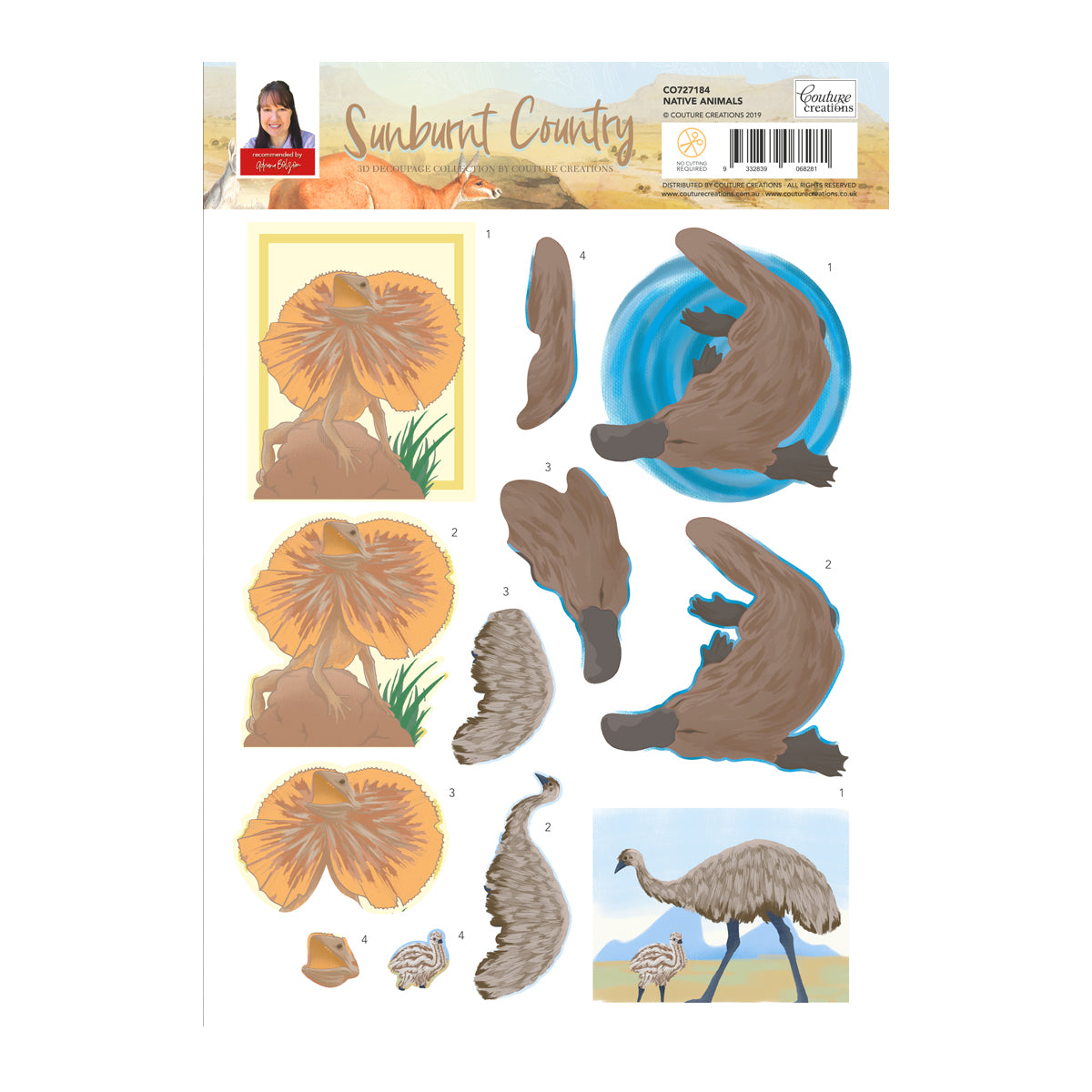 3D Diecut sheet - Sunburnt Country / Native Animals