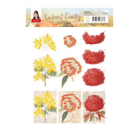 3D Diecut sheet - Sunburnt Country / Flower Tags