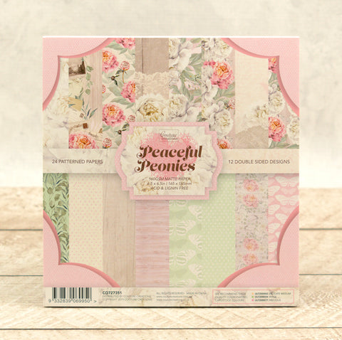 Couture Creations / 6.5 x 6.5 Paper Pad / Peaceful Peonies