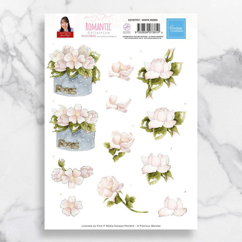 3D Diecut sheet - Precious Marieke / White Roses