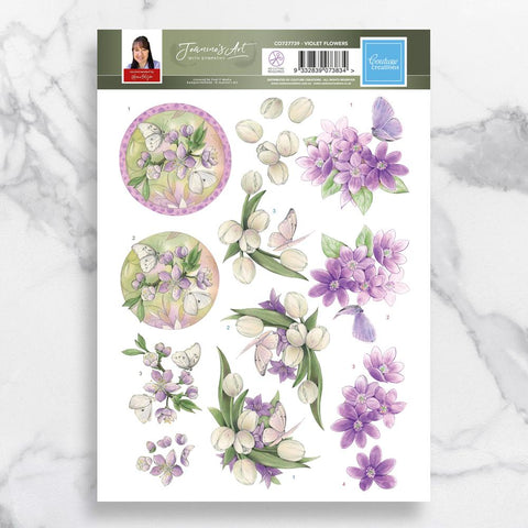 3D Diecut sheet - Jeanine's art / Violet flowers
