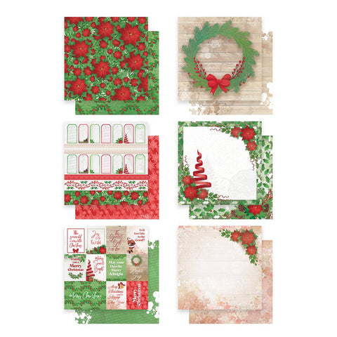 12 x 12 merry little christmas paper pack, 12 double sided papers in 6 designs