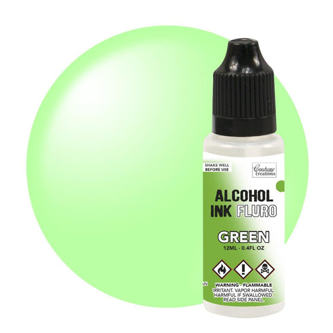 Fluro green alcohol ink, also available in a  range of colours as well as metallics and glitter colours