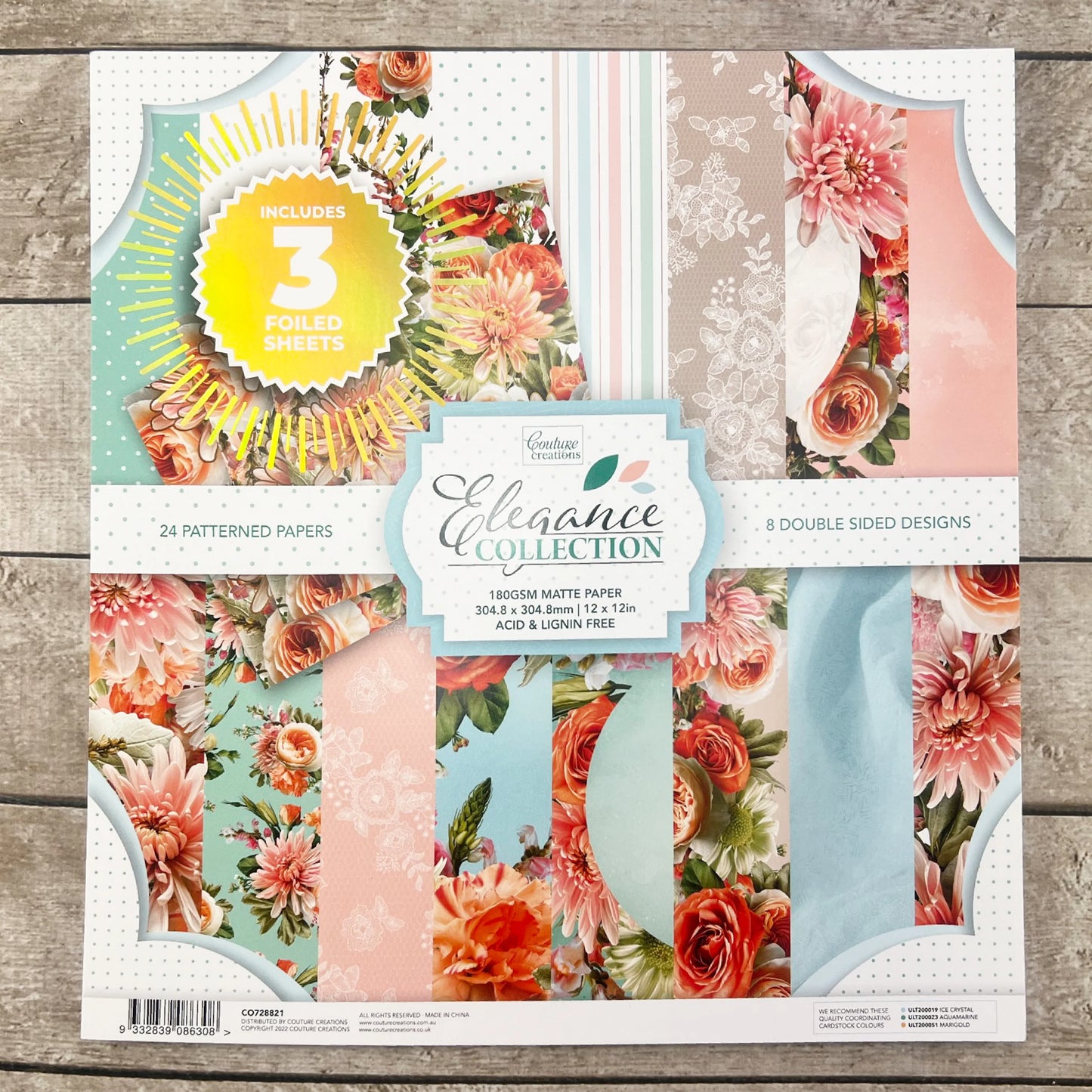 12 x 12 paper pad elegance collection, coutire creations, co728821