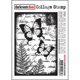 butterfly garden collage stamp, darkroom door, 118 x 80mm