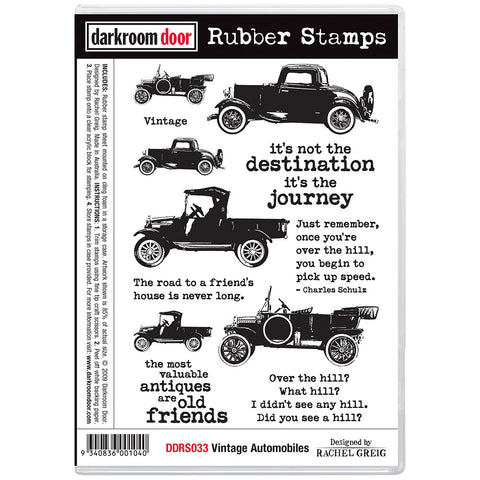 Stamp set, vintage automobiles from darkroom door, 175 x 115mm