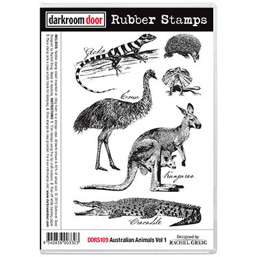 stamp set australian animals from darkroom door, 175 x 115mm