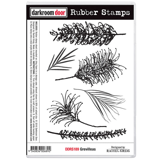 Stamp set, grevilleas from darkroom door, 175 x 115mm