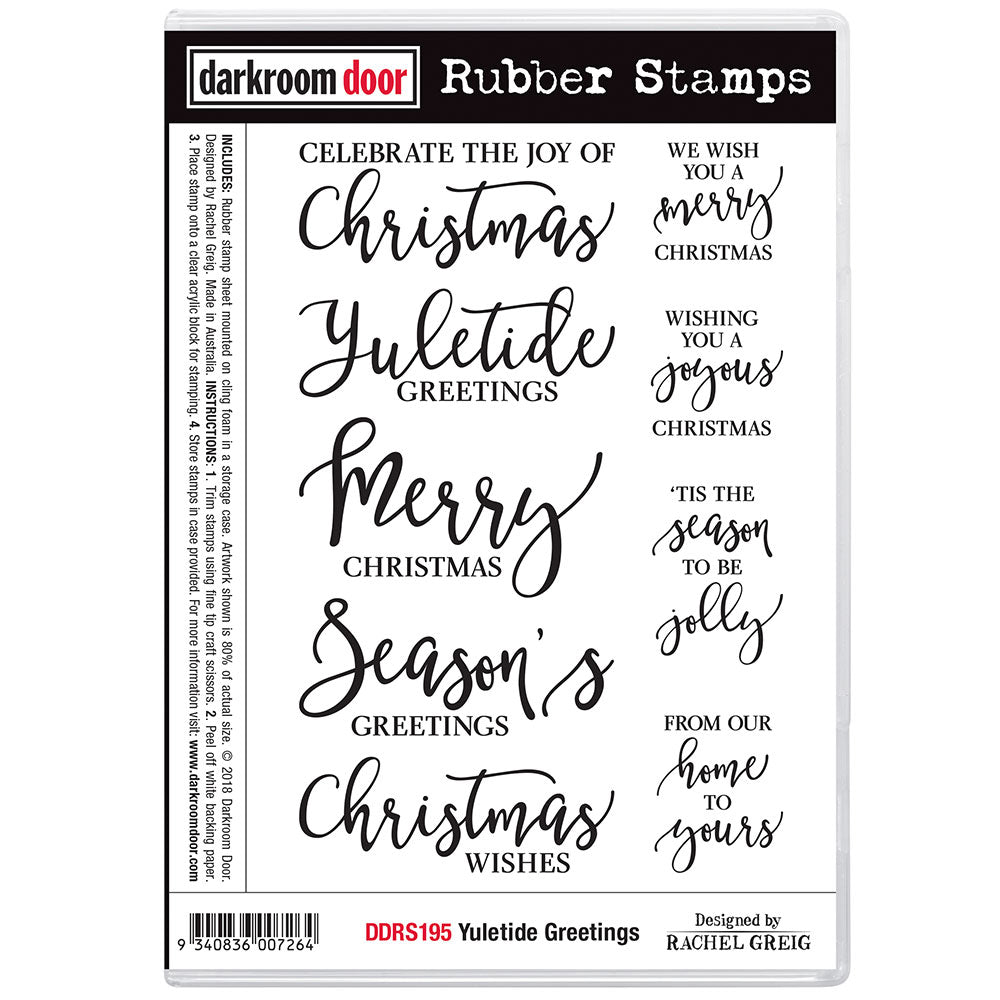 stamp set, yuletide greetings from darkroom door, 175 x 115mm