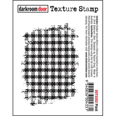 plaid texture stamp, darkroom door, 59 x 82mm