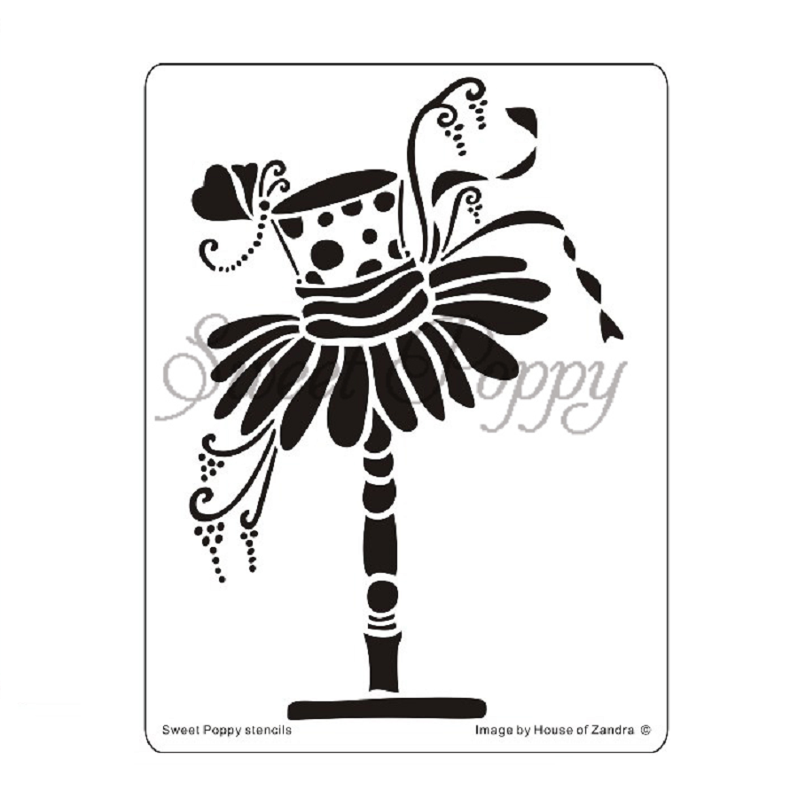 hat stencil, sweet poppy stencil, stainless sreel stencil, 110x145mm