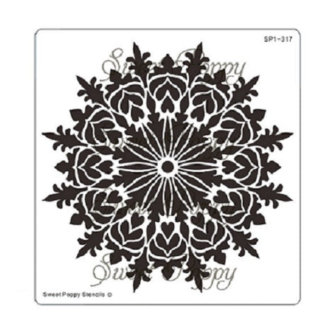 heart mandala sweet poppy stencil, stainless steel stencil, 125x120mm