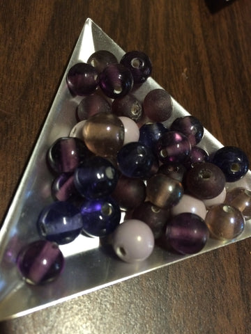 Glass beads, Rounds, purple mix 30gm