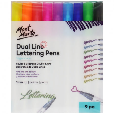 Dual Line Lettering Pens 1mm Tip 9pce