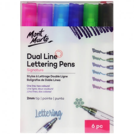 Dual Line Lettering Pens 2mm 6pce