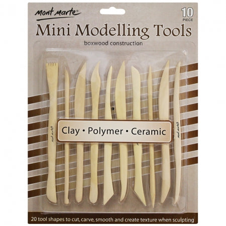 mini modelling tools, 10pc set, double ended, use to shape, cut smooth and create texture, great for polymer clay