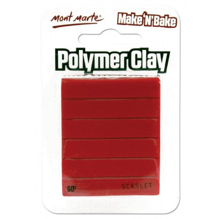 scarlet polymer clay 60gm, mont marte