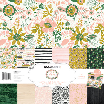 kaisercraft fleur paper pack 12 double sided papers in 6 designs plus sticker sheet