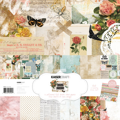 kaisercraft scrap studio paper pack, 12 papers in 6 designs plus sticker sheet