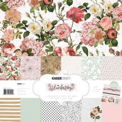 kaisercraft everlasting paper pack, 12 papers in 6 designs plus sticker sheet