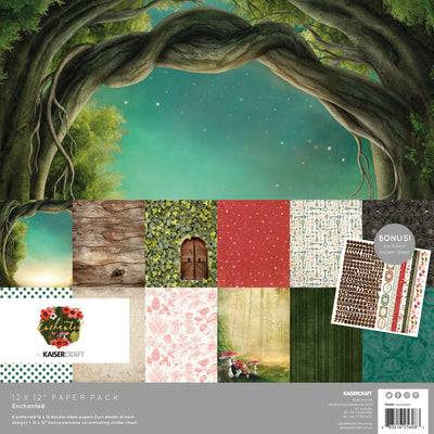 kaisercraft enchanted paper pack, 12 double sided papers in 6 designs plus sticker sheet