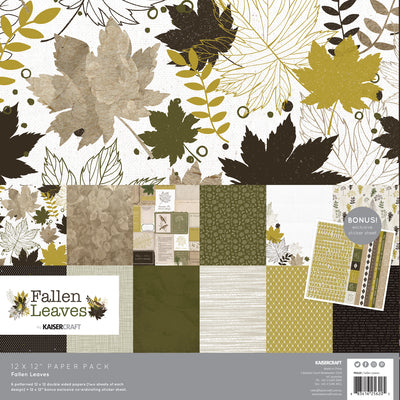 Kaisercraft fallen leaves paper pack, 12 papers 6 designs plus sticker sheet