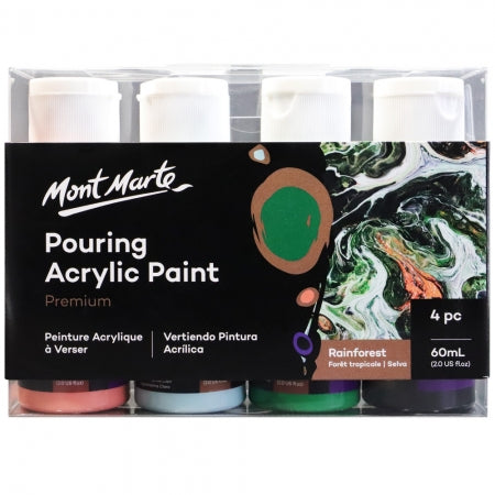 Rainforest pouring acrylic paint set, 60ml 4pc set, great for paint pouring, premixed and ready to go