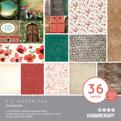 kaisercraft enchanted paper pad, 6.5" 36 papers, 4 die cut sheets