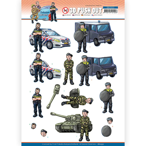 3D Diecut sheet - Yvonne Creations / Professions Big Guys Police/Army/Guard