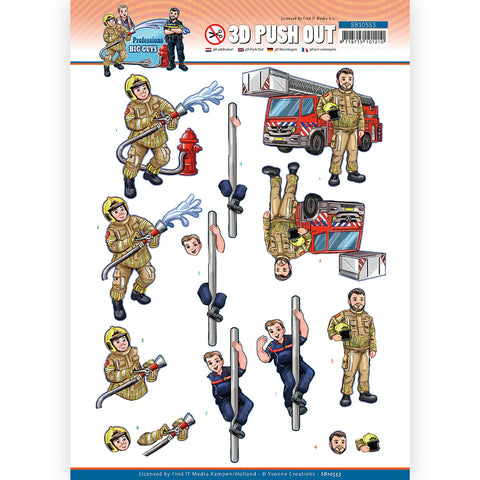 3D Diecut sheet - Yvonne Creations / Professions Big Guys Fire Department