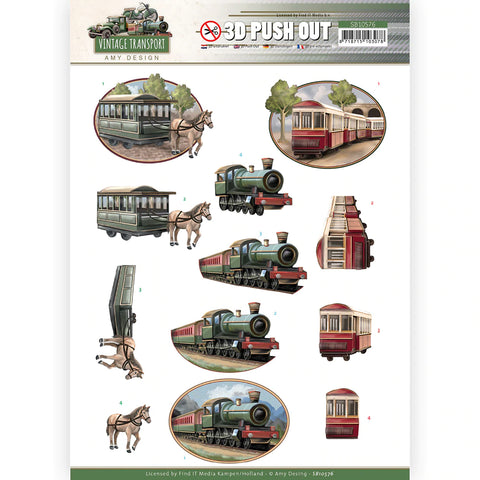 3D Diecut Sheet - Amy Design / Vintage Transport / Trains