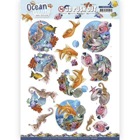 ocean wonders, 3d sheet amy design, seahorses goldfish coral fish