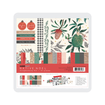 kaisercraft scrapbooking kit, native noel, papers and embellishments in a hard case